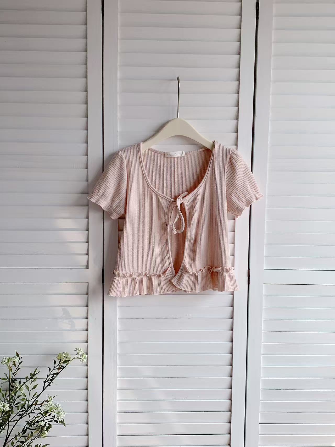 HELLO MILK TEE- 86174 綁帶上衣