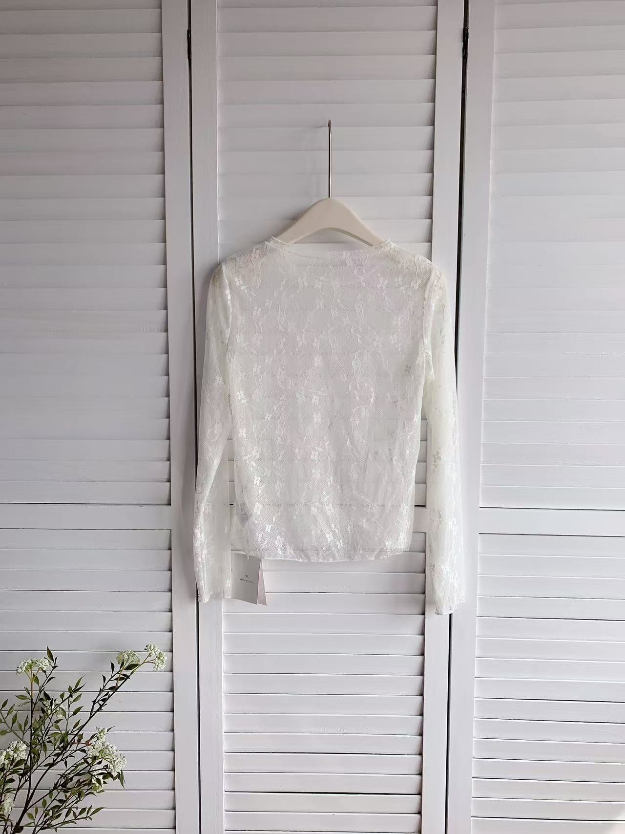 HELLO MILK TEE- 86173 蕾絲打底衫