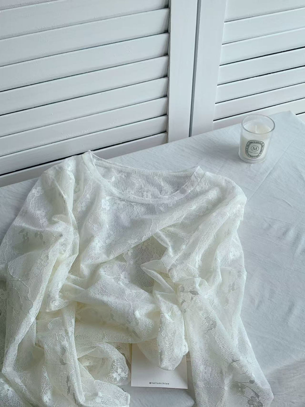 HELLO MILK TEE- 86173 蕾絲打底衫