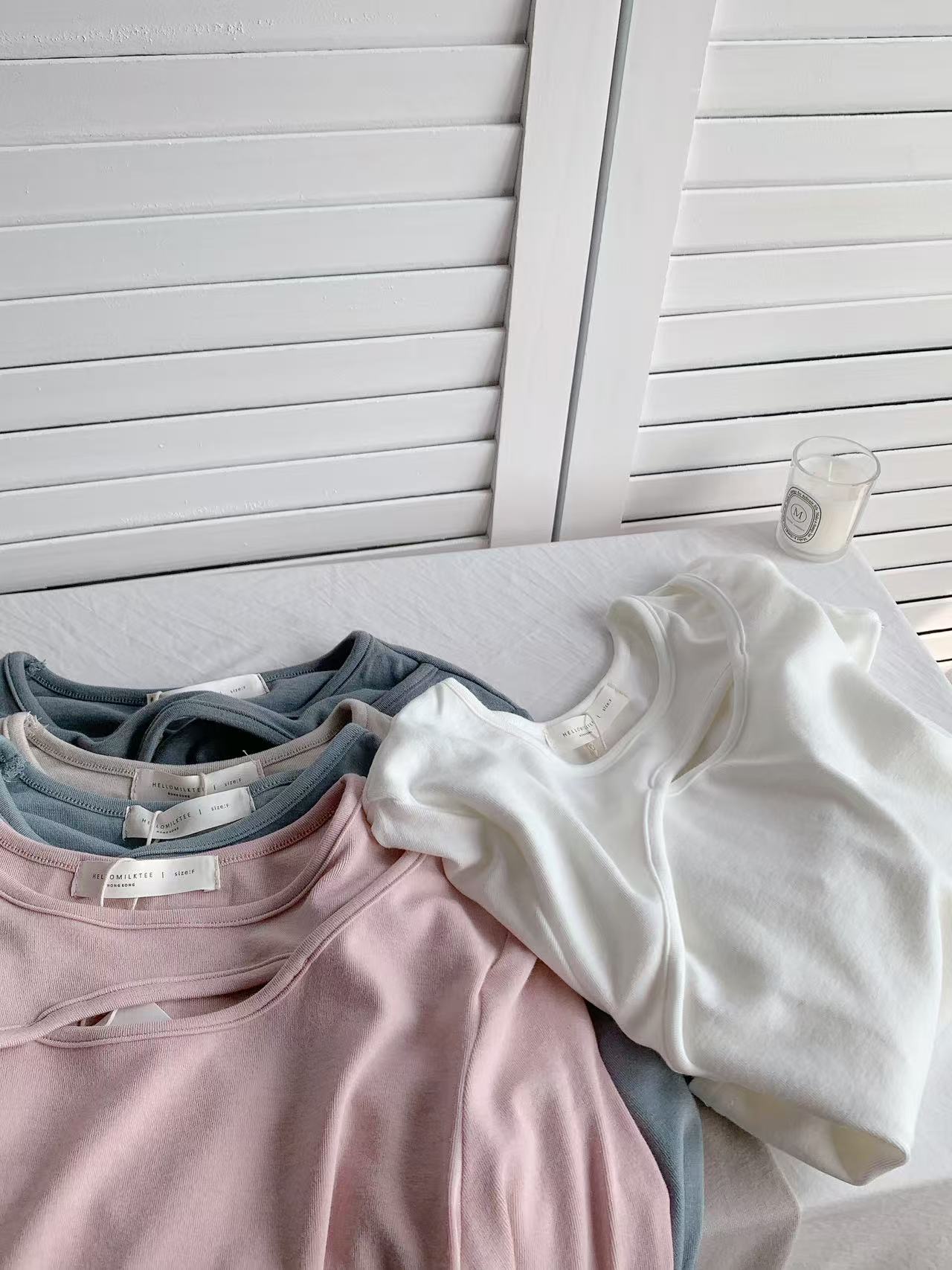 HELLO MILK TEE- 86029 鏤空上衣