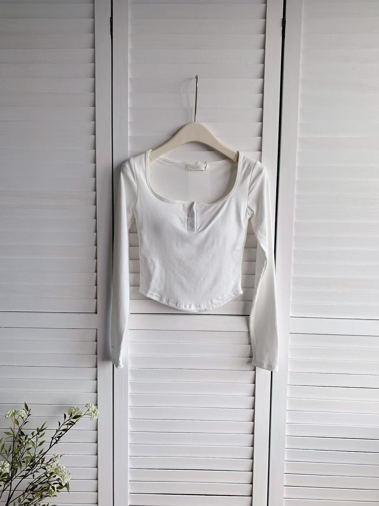 HELLO MILK TEE- 86018 方領有墊上衣