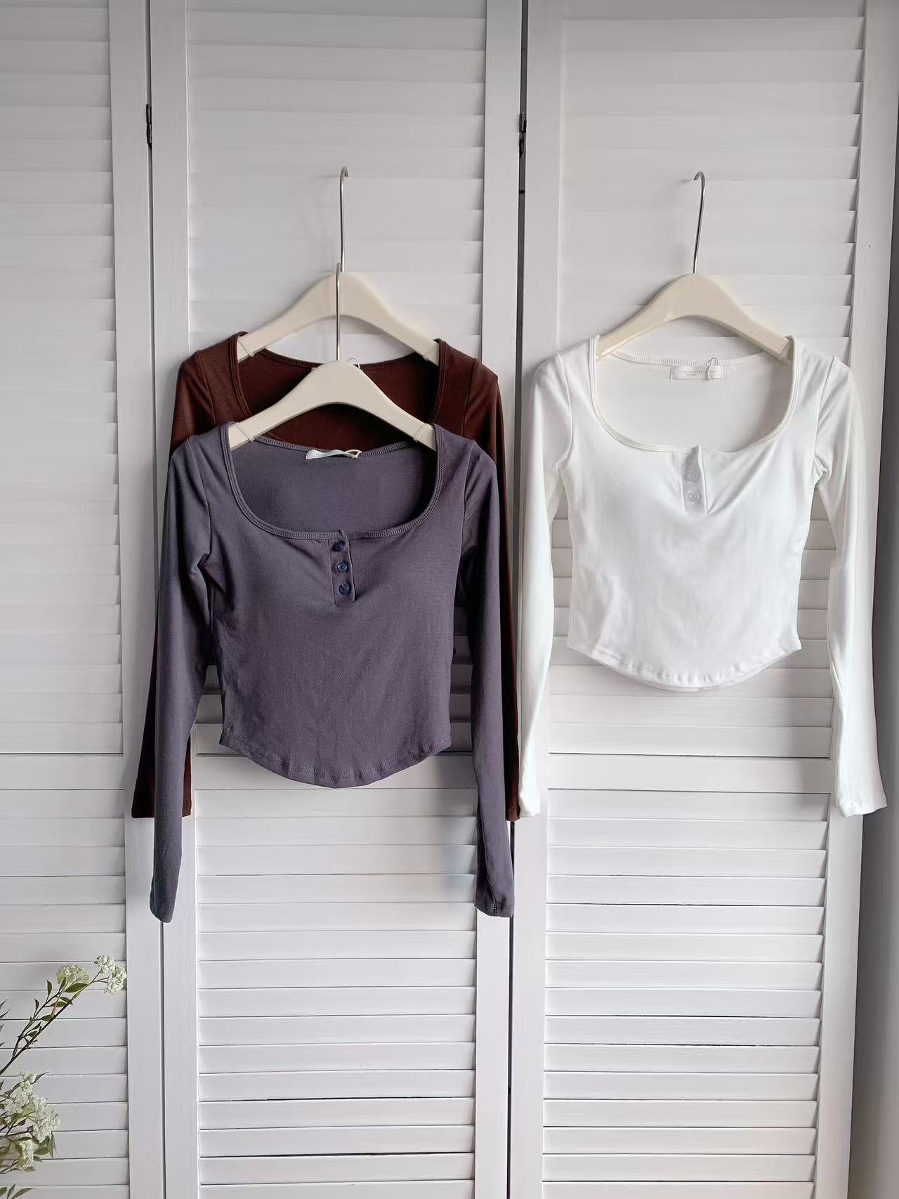 HELLO MILK TEE- 86018 方領有墊上衣