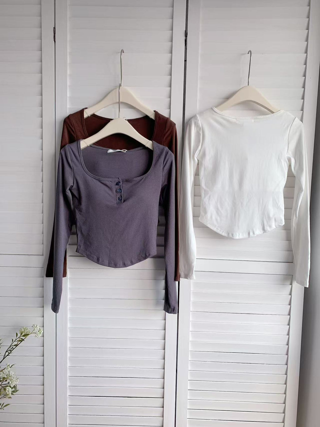 HELLO MILK TEE- 86018 方領有墊上衣