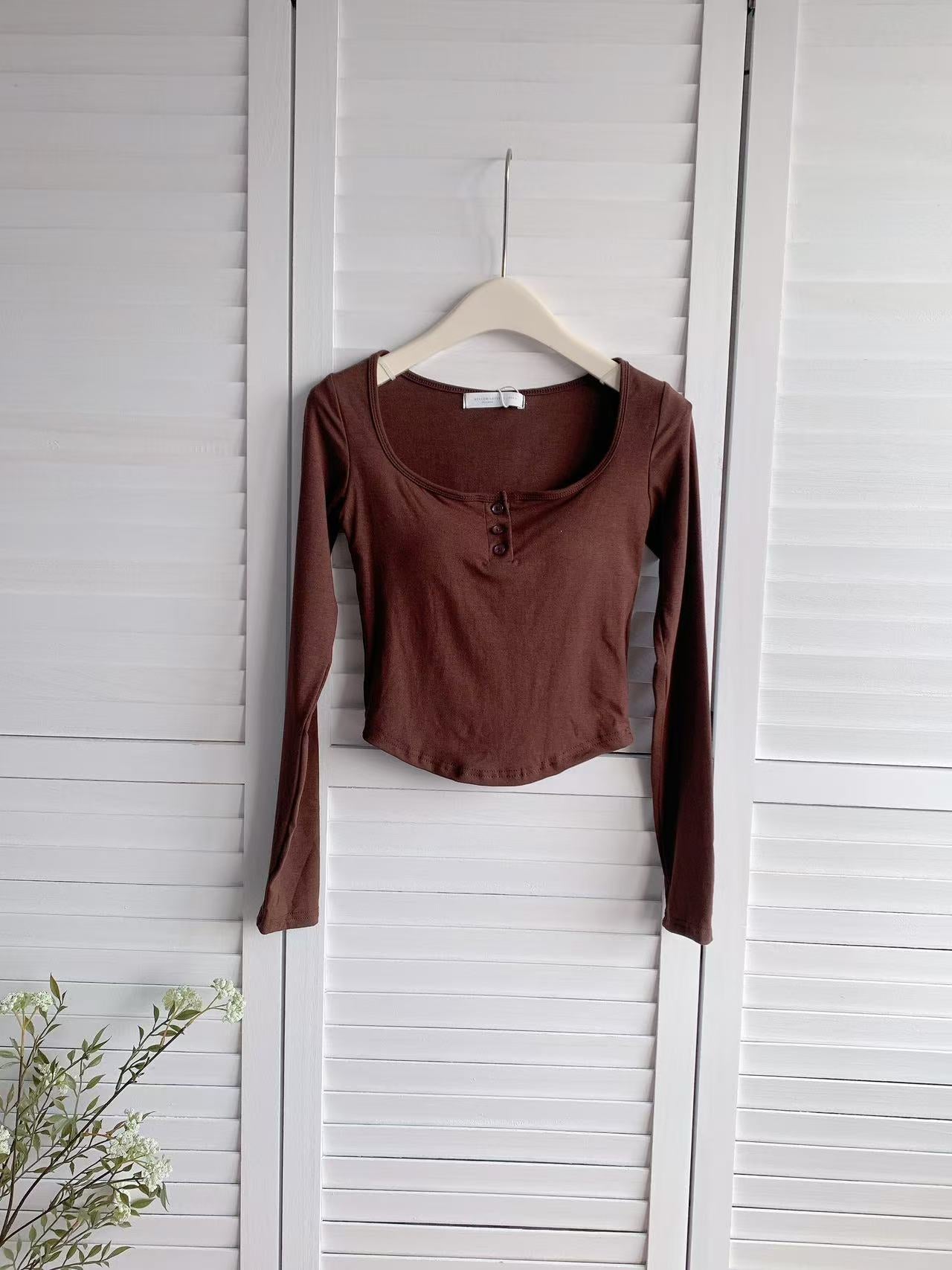 HELLO MILK TEE- 86018 方領有墊上衣