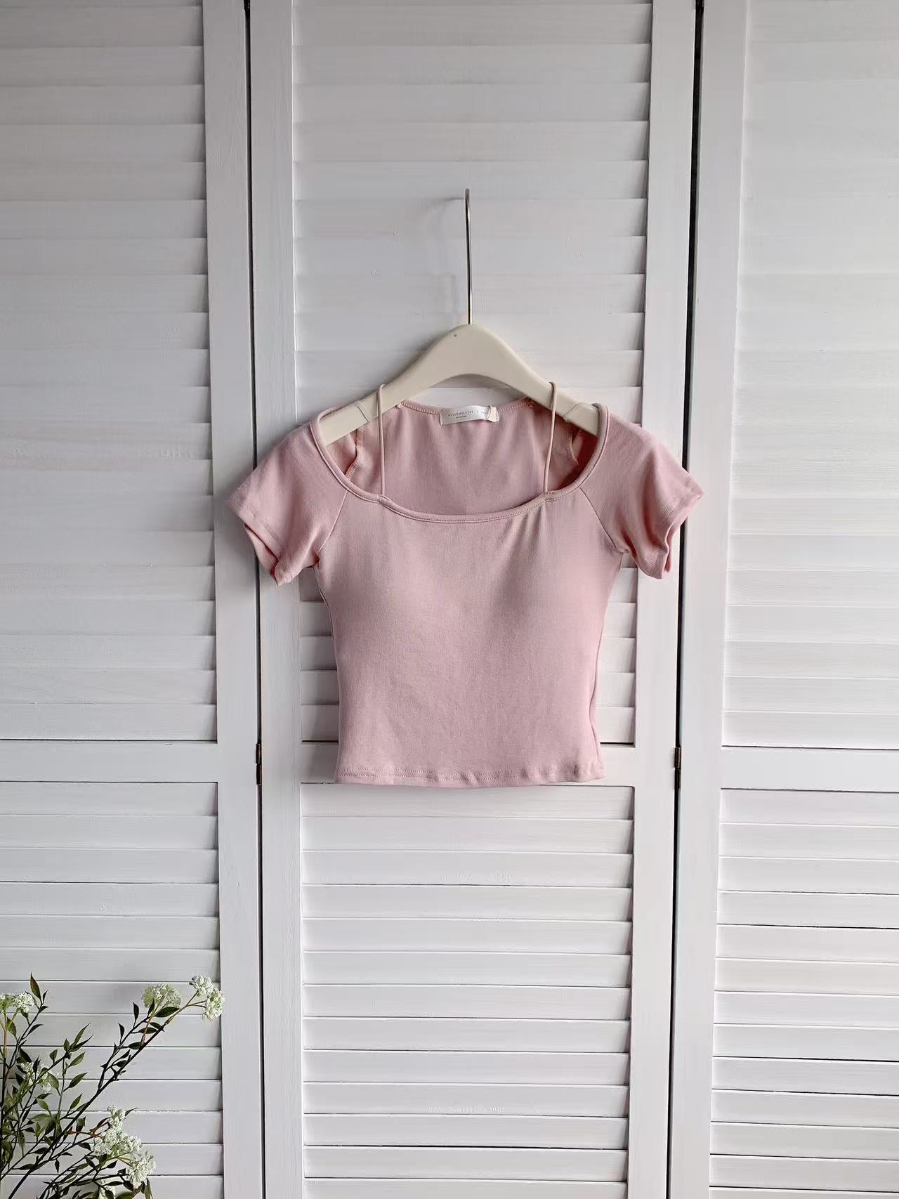 HELLO MILK TEE- 86026 百搭有墊上衣