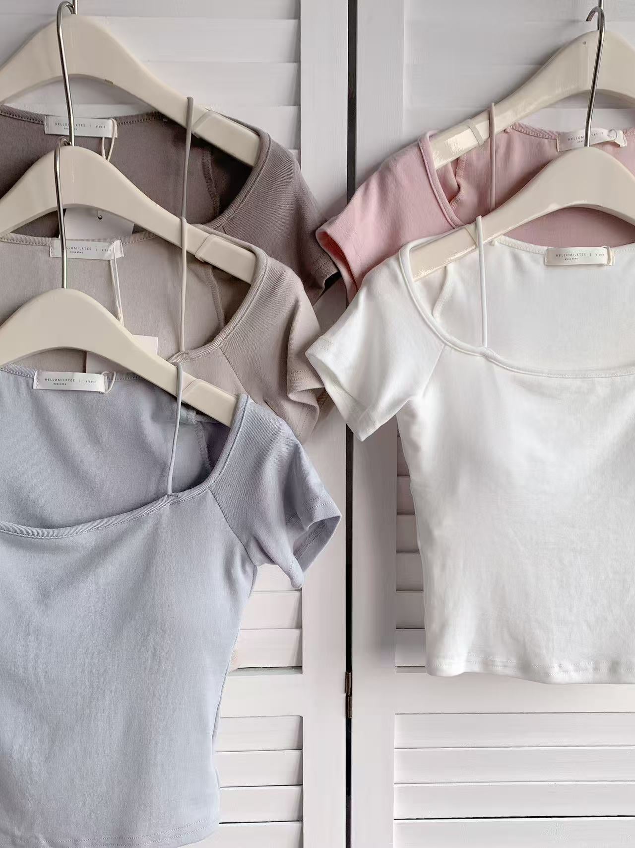 HELLO MILK TEE- 86026 百搭有墊上衣