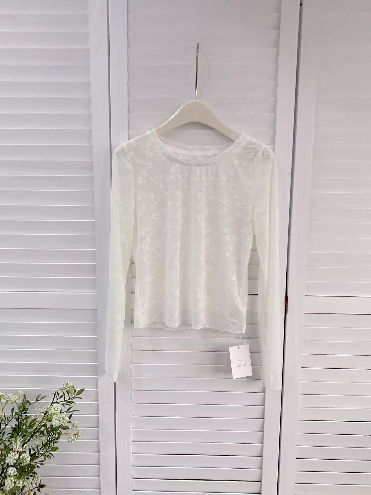 HELLO MILK TEE- 86123 花朵打底上衣