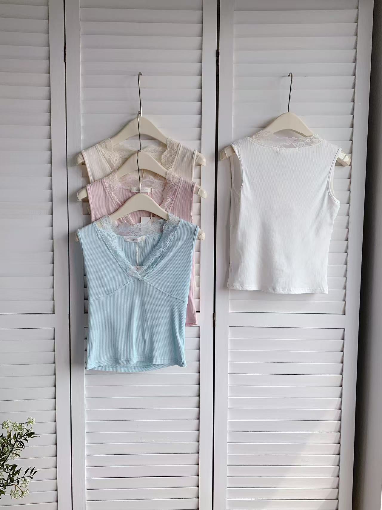 HELLO MILK TEE- 86112 蕾絲背心