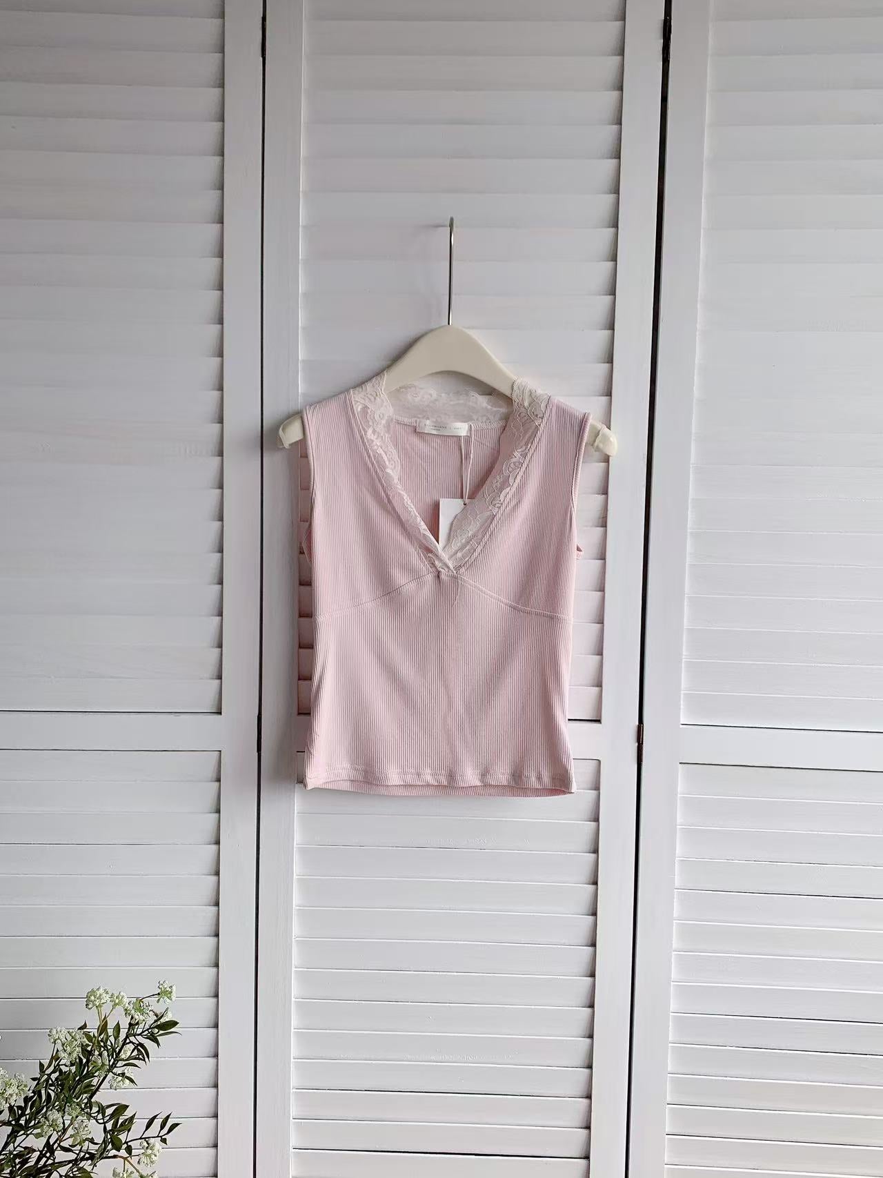 HELLO MILK TEE- 86112 蕾絲背心