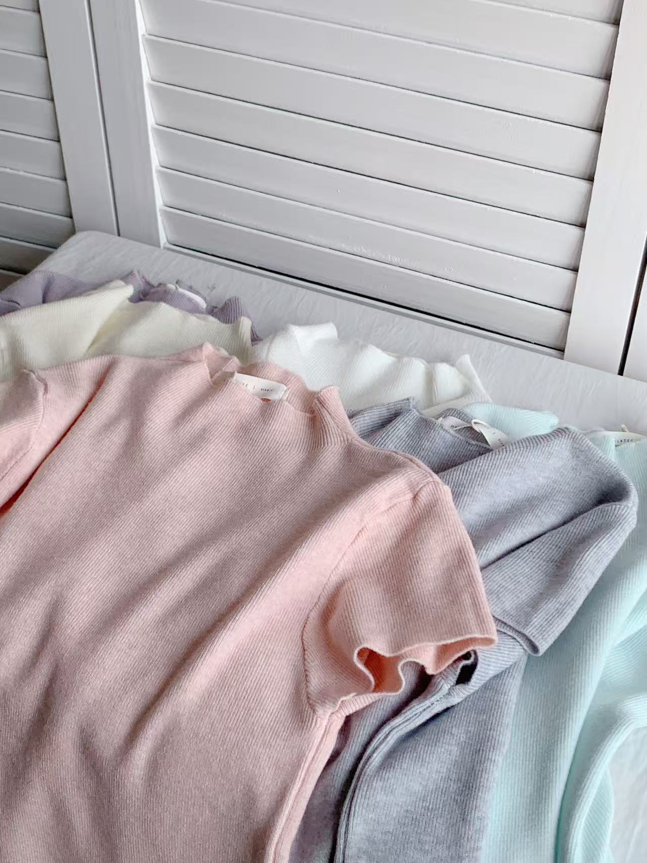 HELLO MILK TEE- 86054 高領短袖