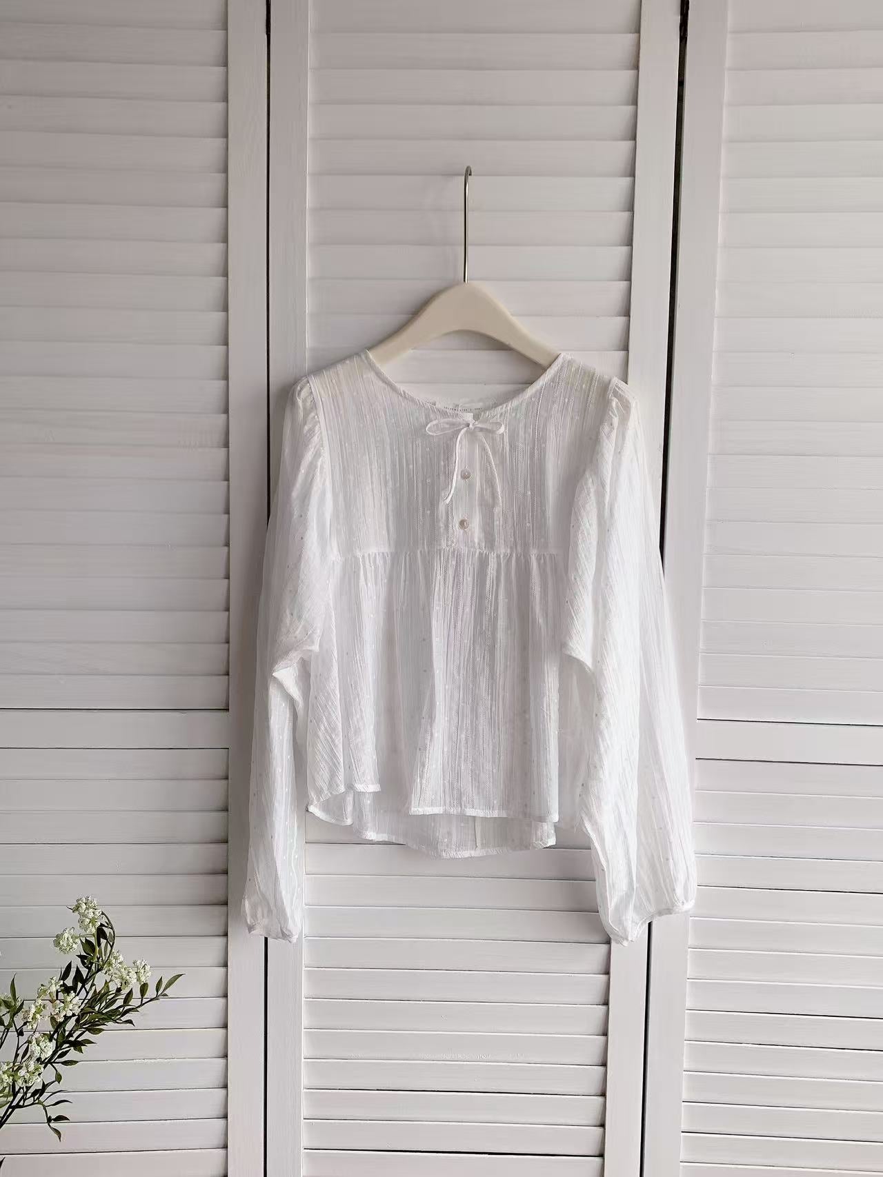 HELLO MILK TEE- 86092 綁帶小衫