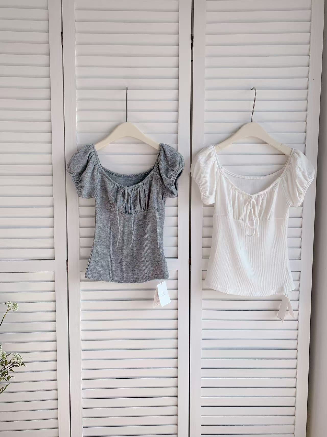 HELLO MILK TEE- 86144 綁繩小衫