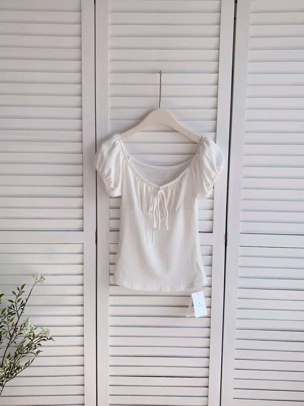 HELLO MILK TEE- 86144 綁繩小衫