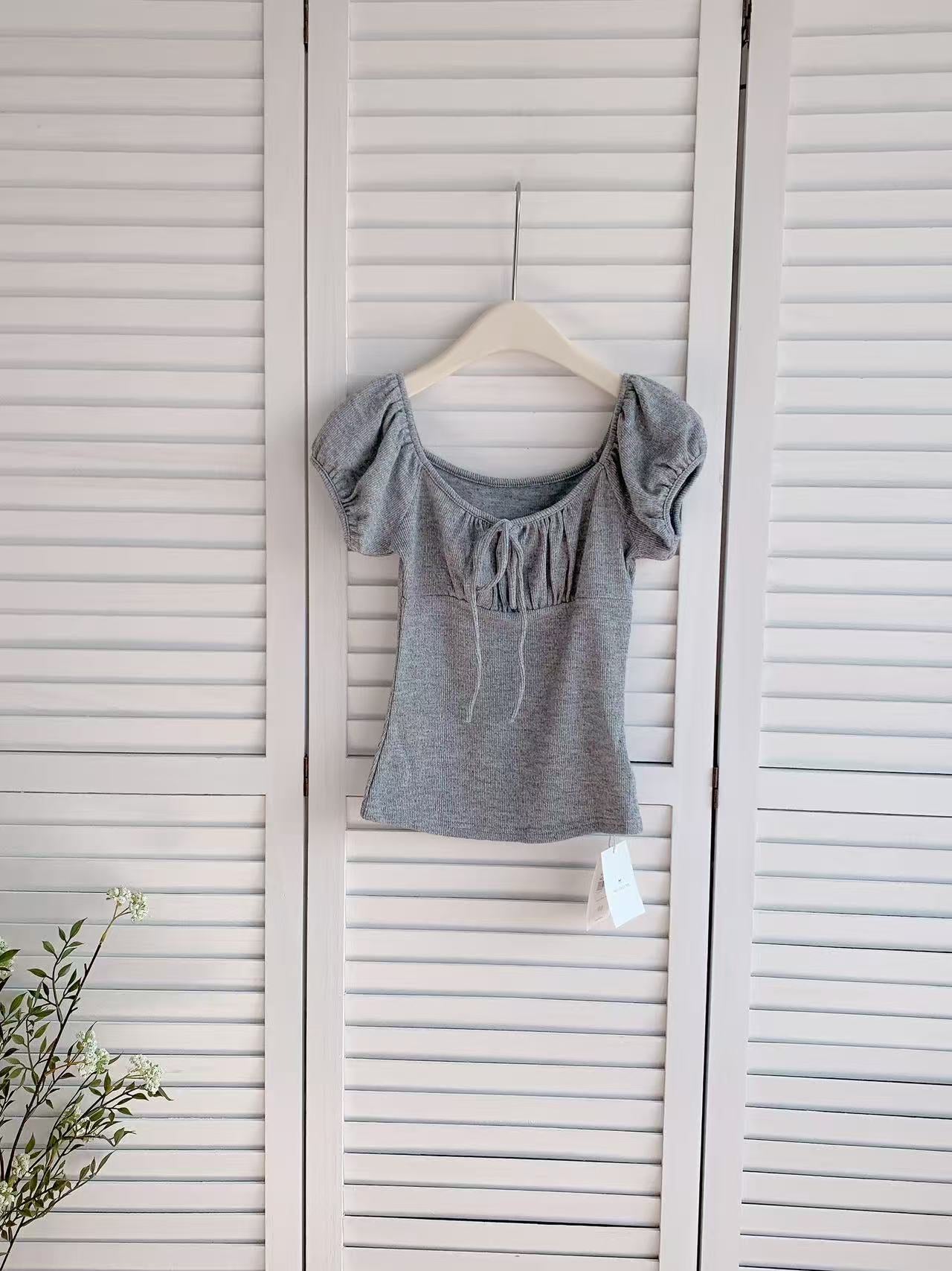 HELLO MILK TEE- 86144 綁繩小衫