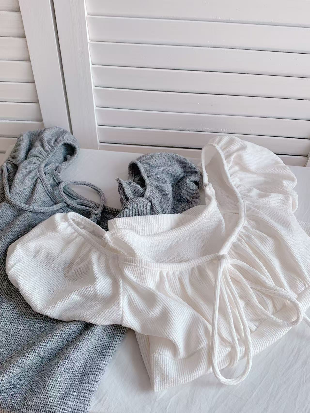 HELLO MILK TEE- 86144 綁繩小衫