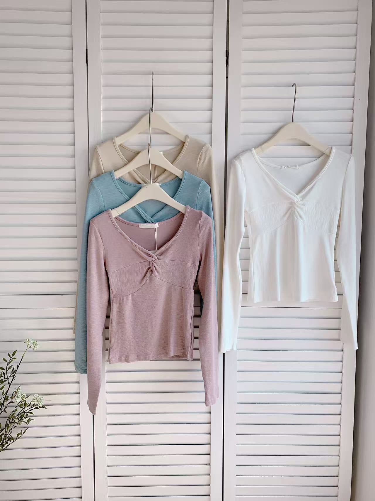 HELLO MILK TEE- 86081 扭結長袖