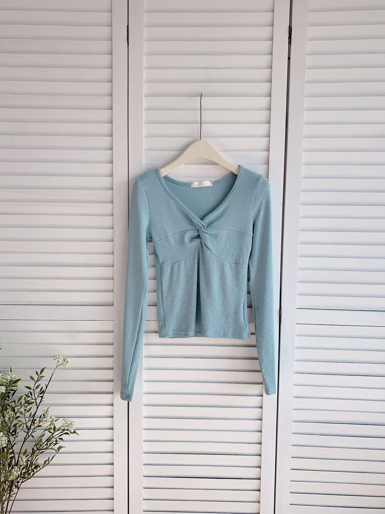 HELLO MILK TEE- 86081 扭結長袖