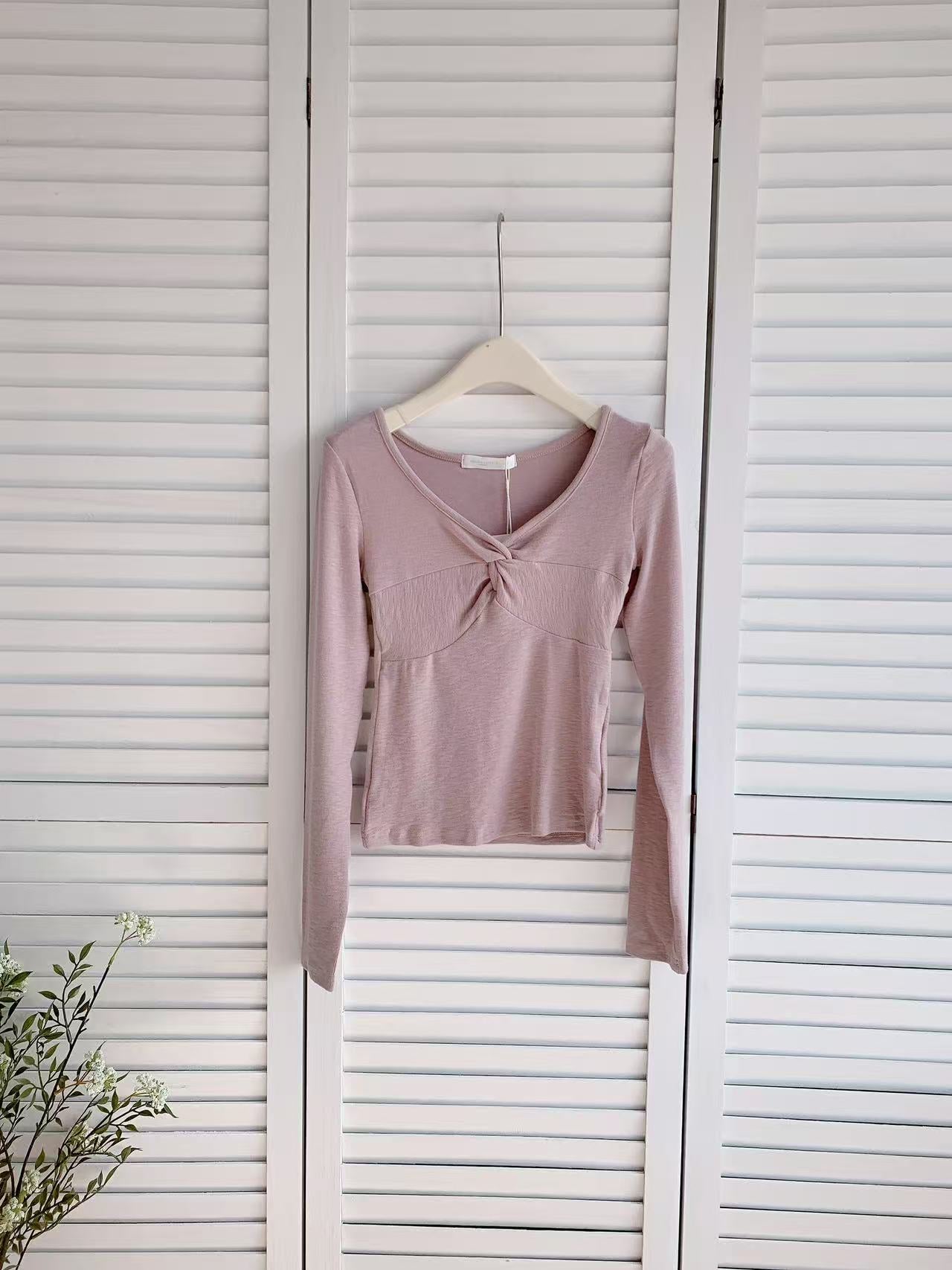 HELLO MILK TEE- 86081 扭結長袖