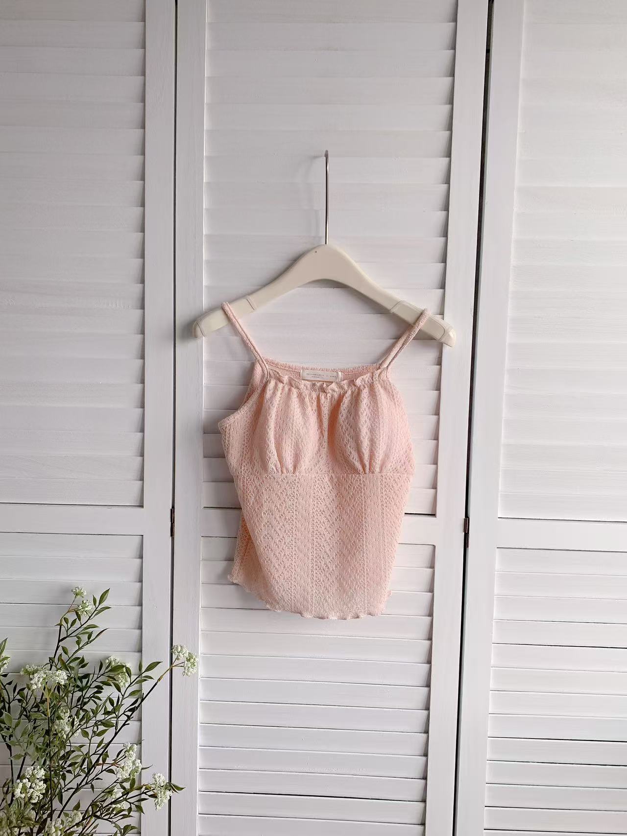 HELLO MILK TEE- 86128 鏤空吊帶衫