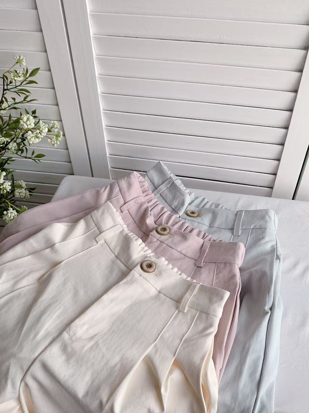 HELLO MILK TEE- 86134 紐扣長褲