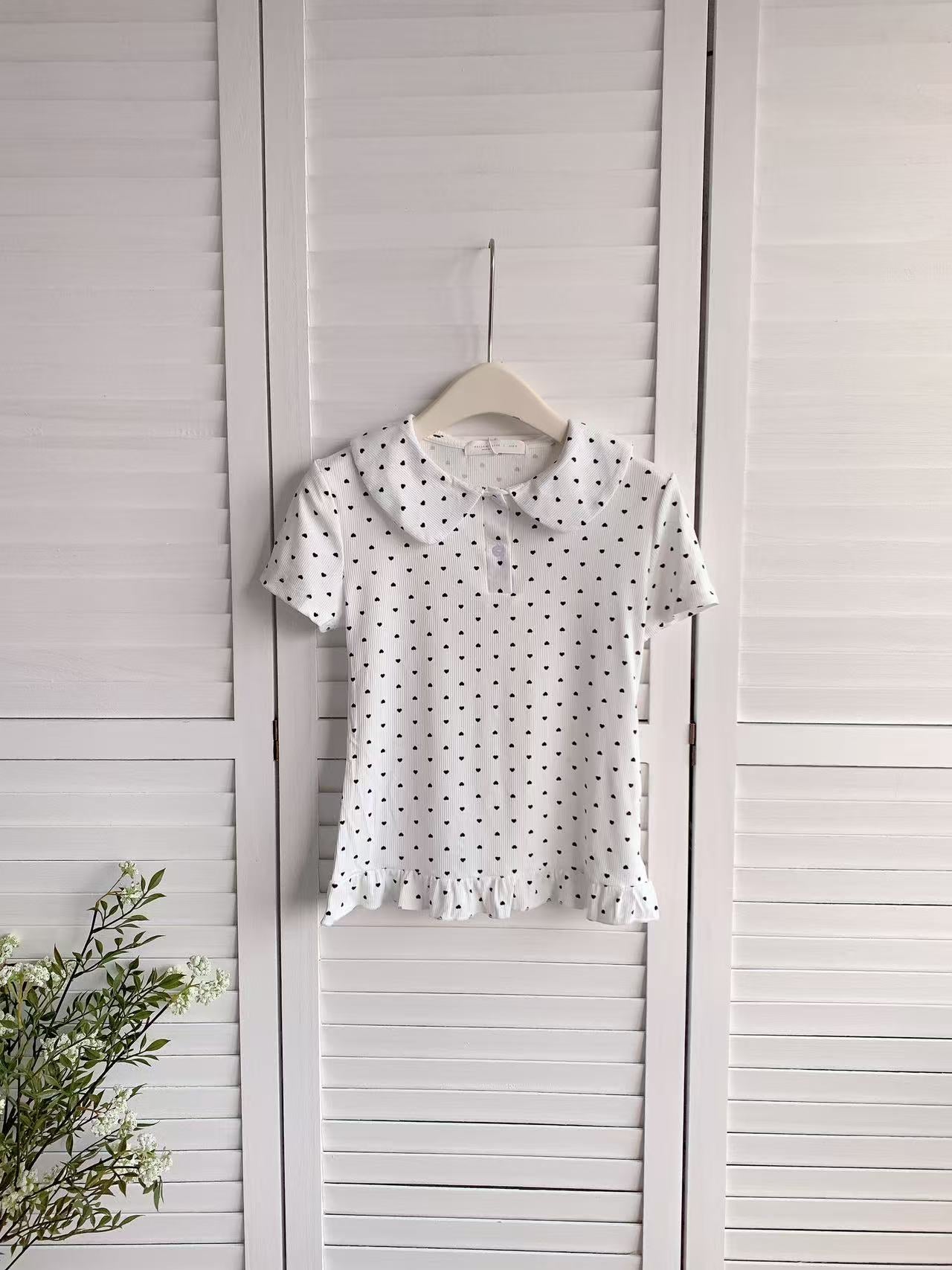 HELLO MILK TEE- 86126 娃娃領短袖