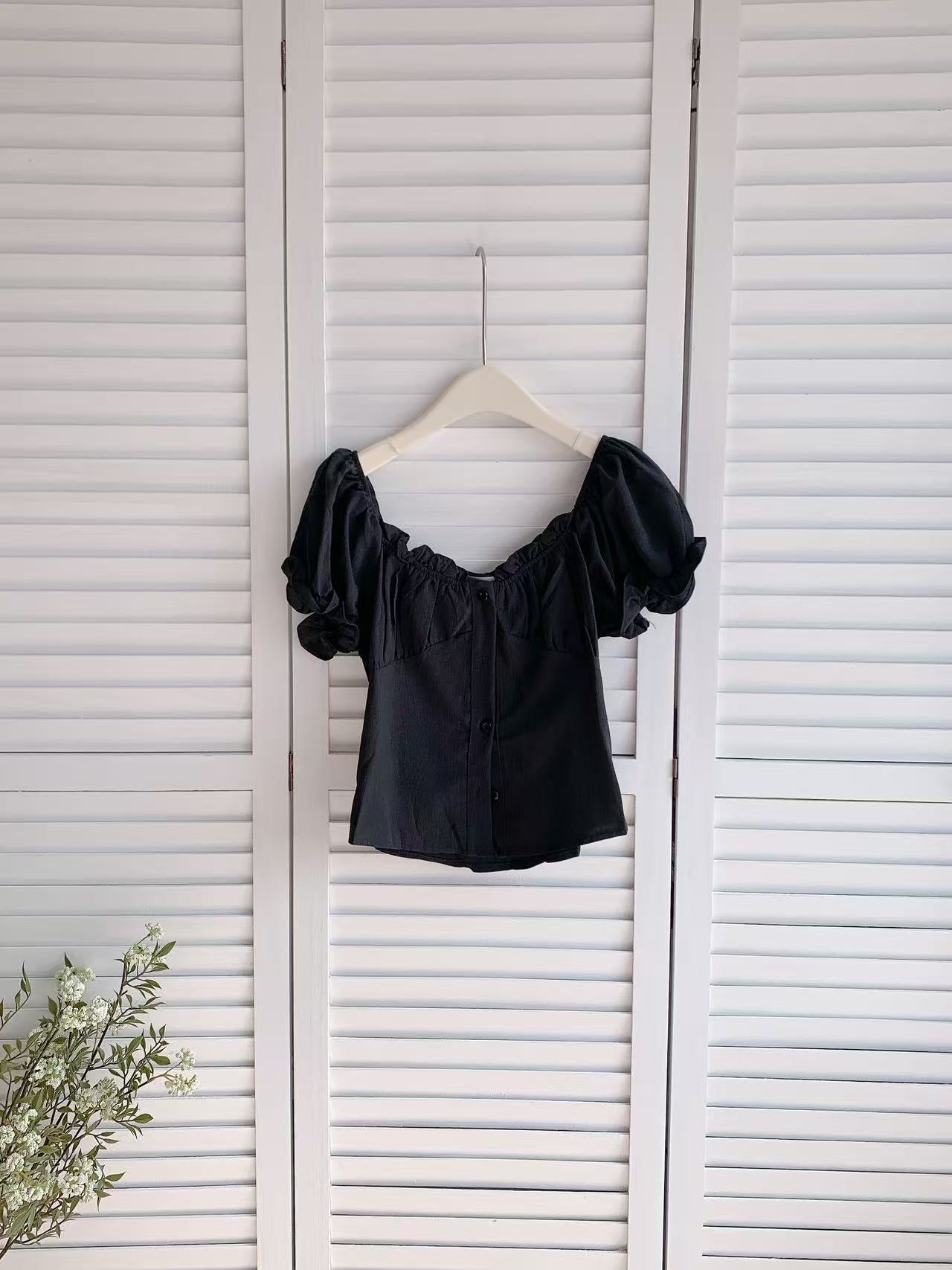 HELLO MILK TEE- 86083 排扣小衫