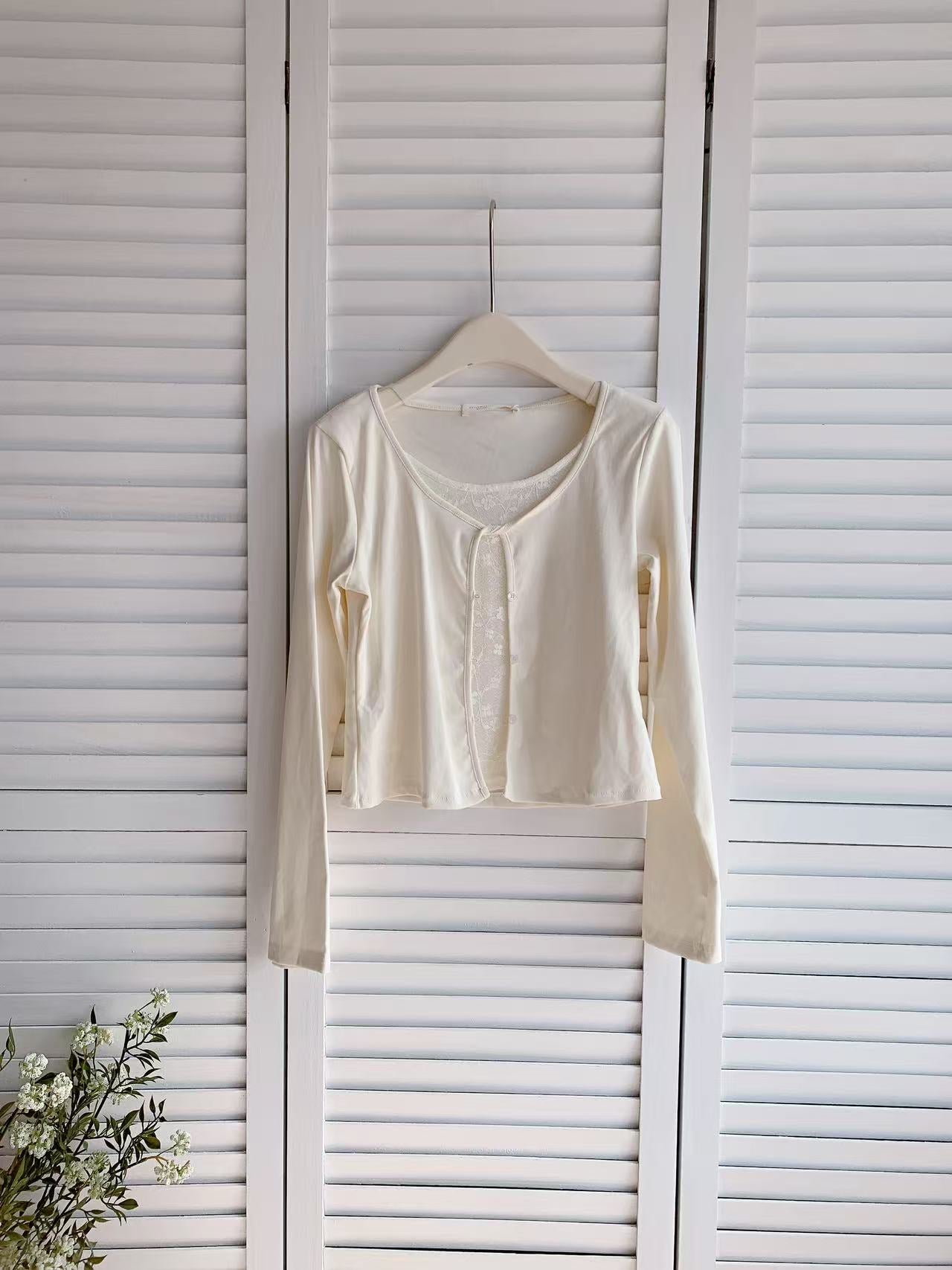 HELLO MILK TEE- 86124 假兩件上衣