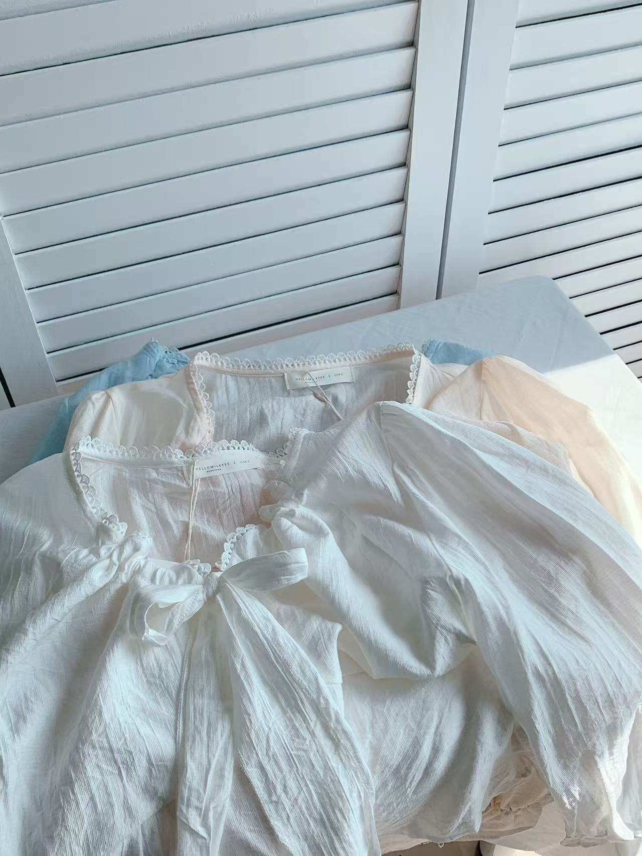 HELLO MILK TEE- 86082 綁繩小衫