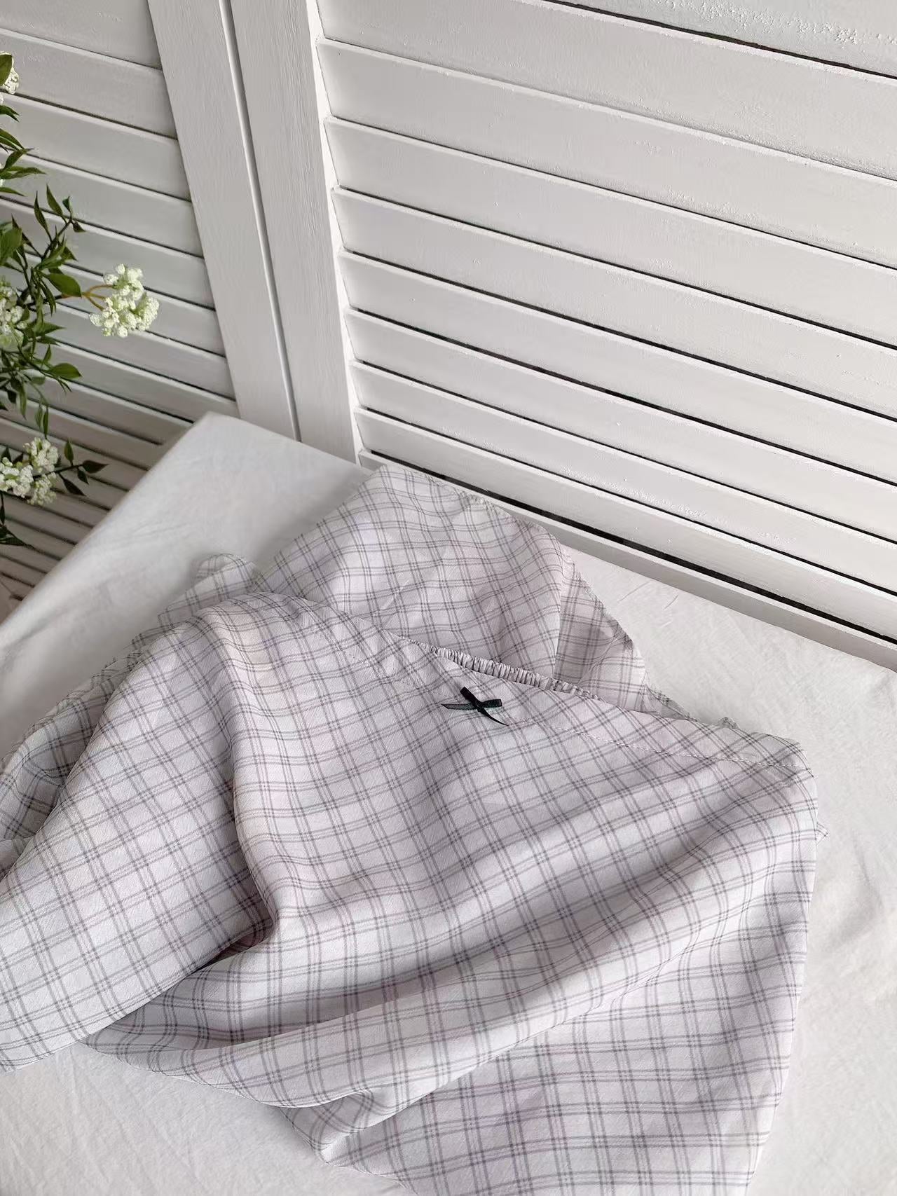 HELLO MILK TEE- 86038 格子半裙