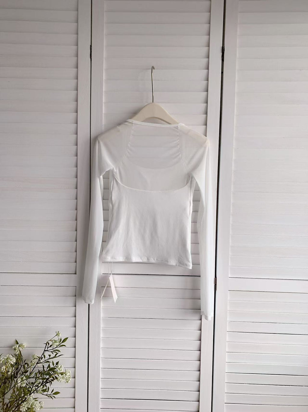 HELLO MILK TEE- 86199 網紗有墊打底衫