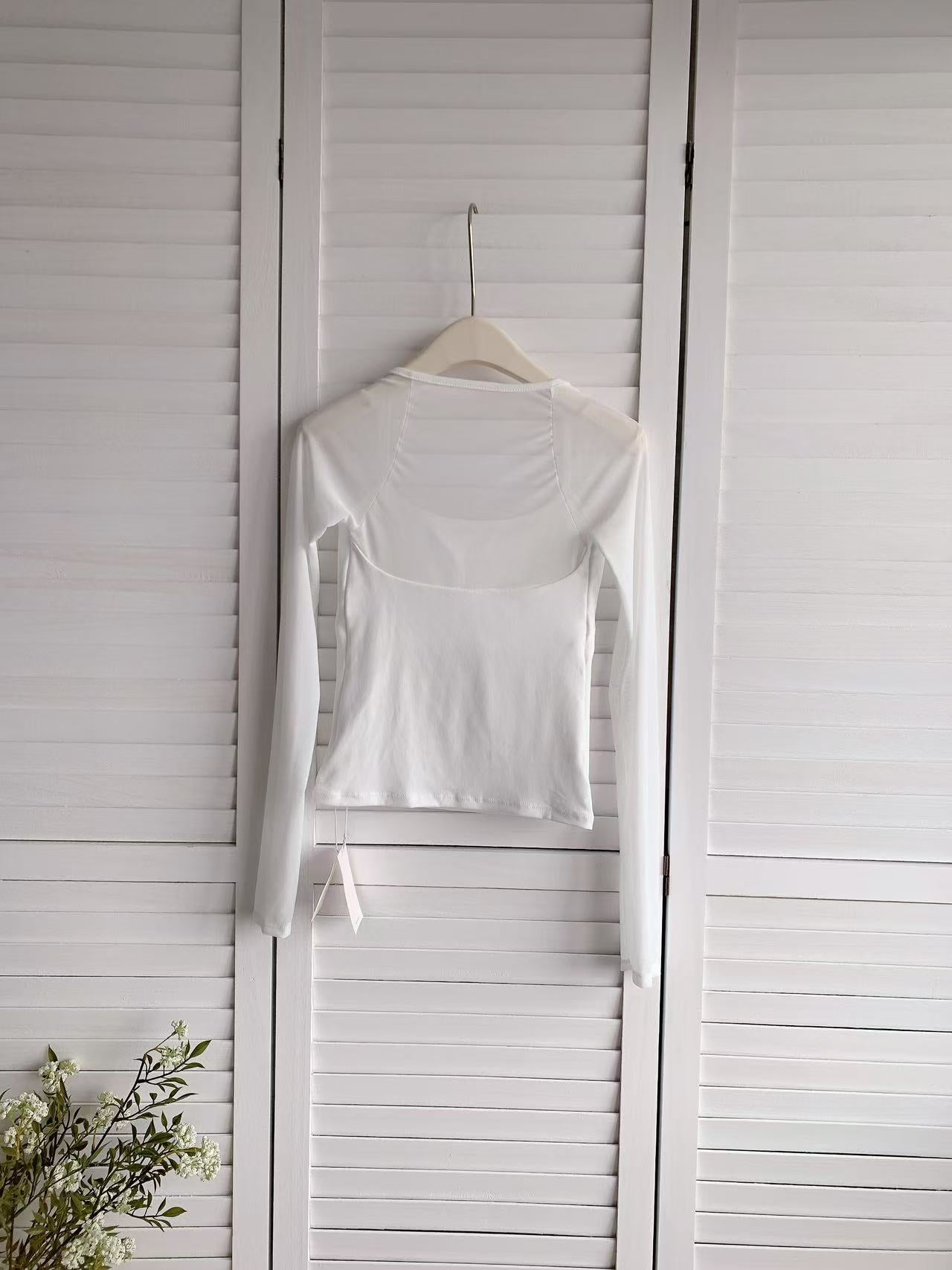 HELLO MILK TEE- 86199 網紗有墊打底衫