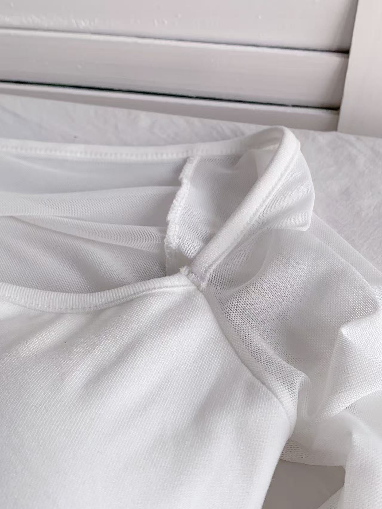 HELLO MILK TEE- 86199 網紗有墊打底衫