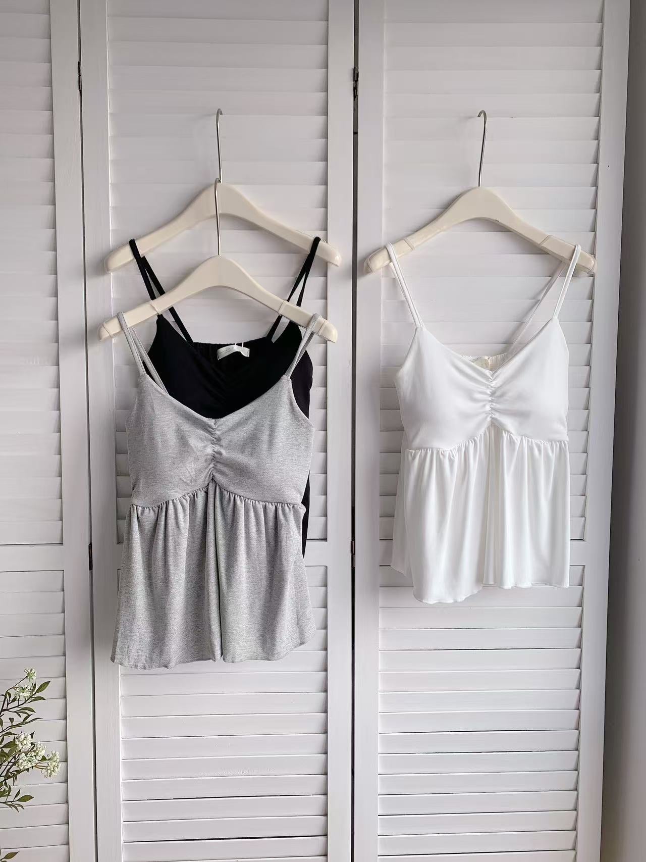 HELLO MILK TEE- 86206 吊帶有墊背心上衣