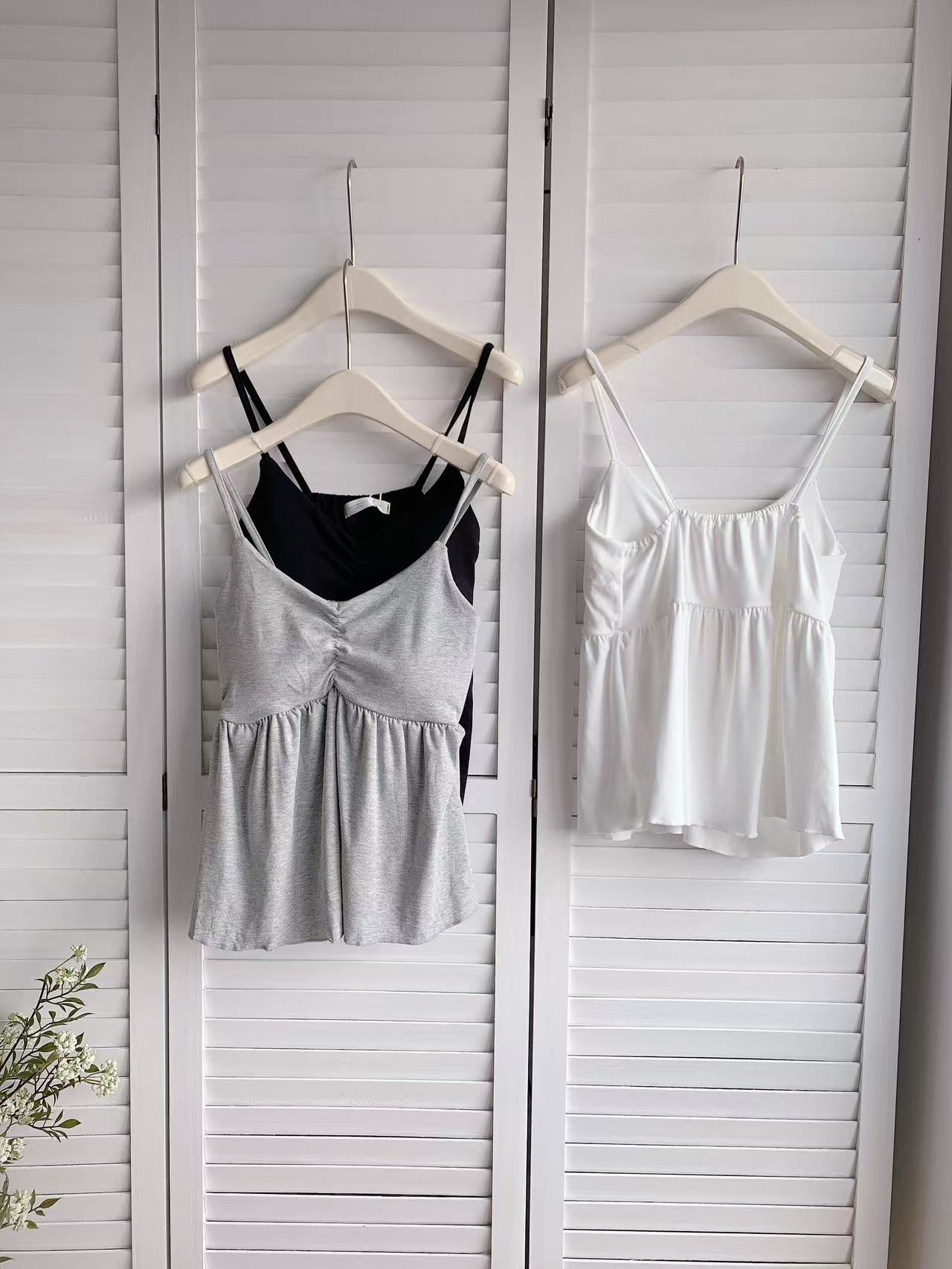 HELLO MILK TEE- 86206 吊帶有墊背心上衣