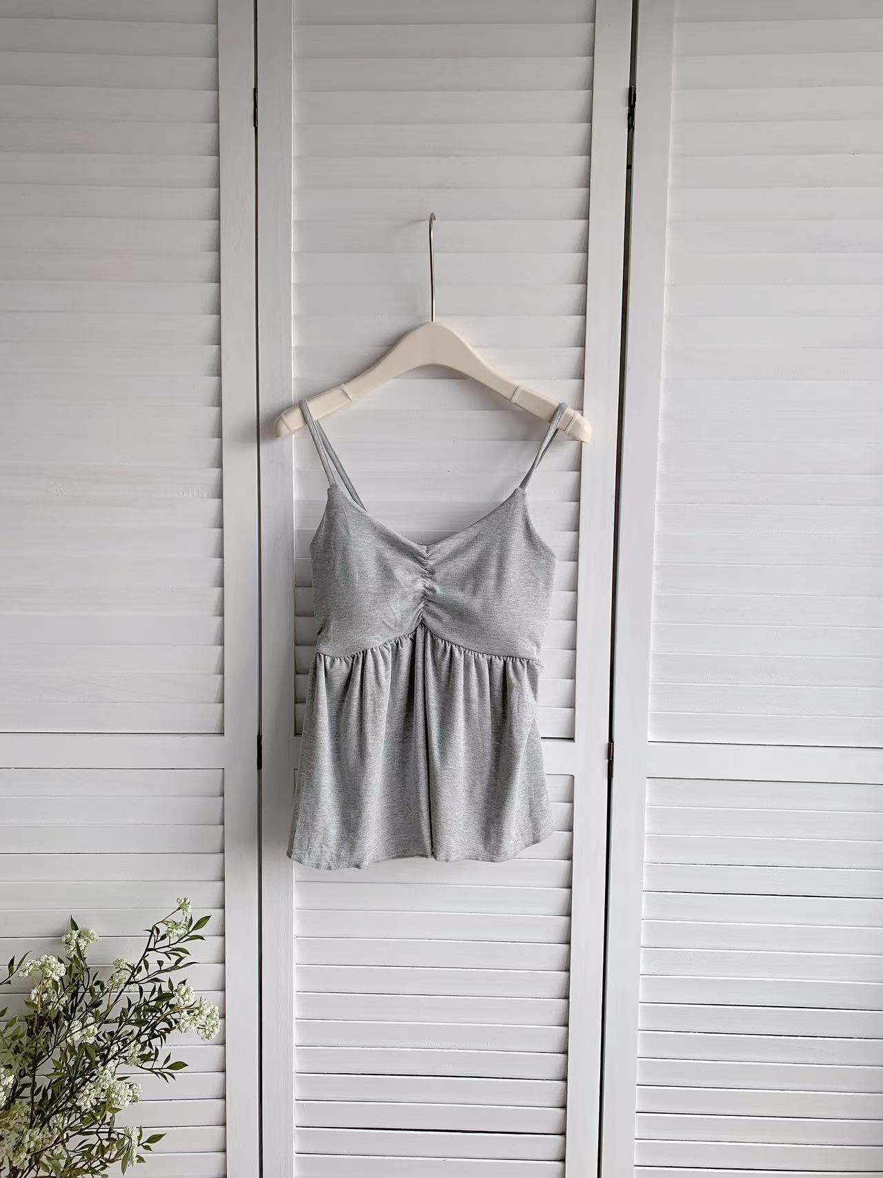 HELLO MILK TEE- 86206 吊帶有墊背心上衣