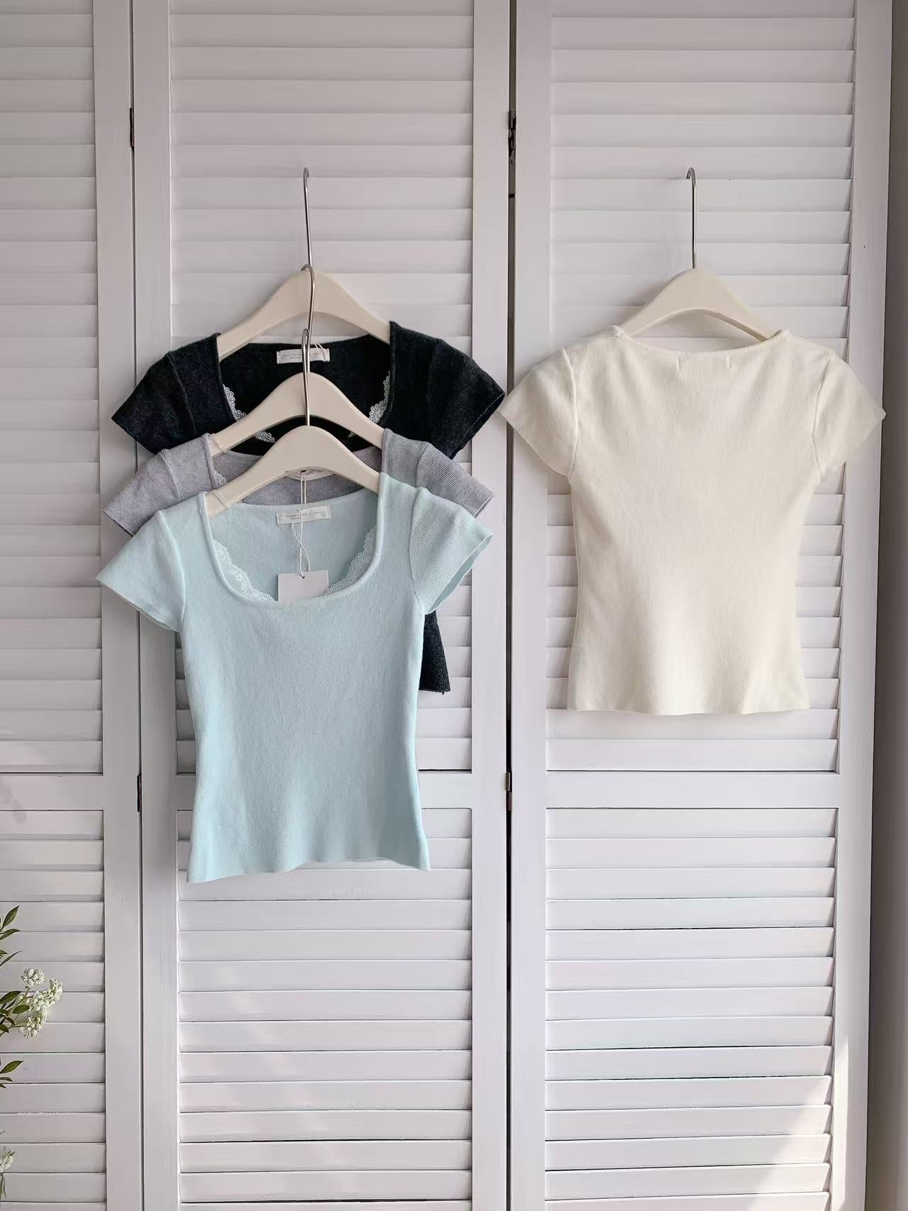 HELLO MILK TEE- 86055 方領上衣