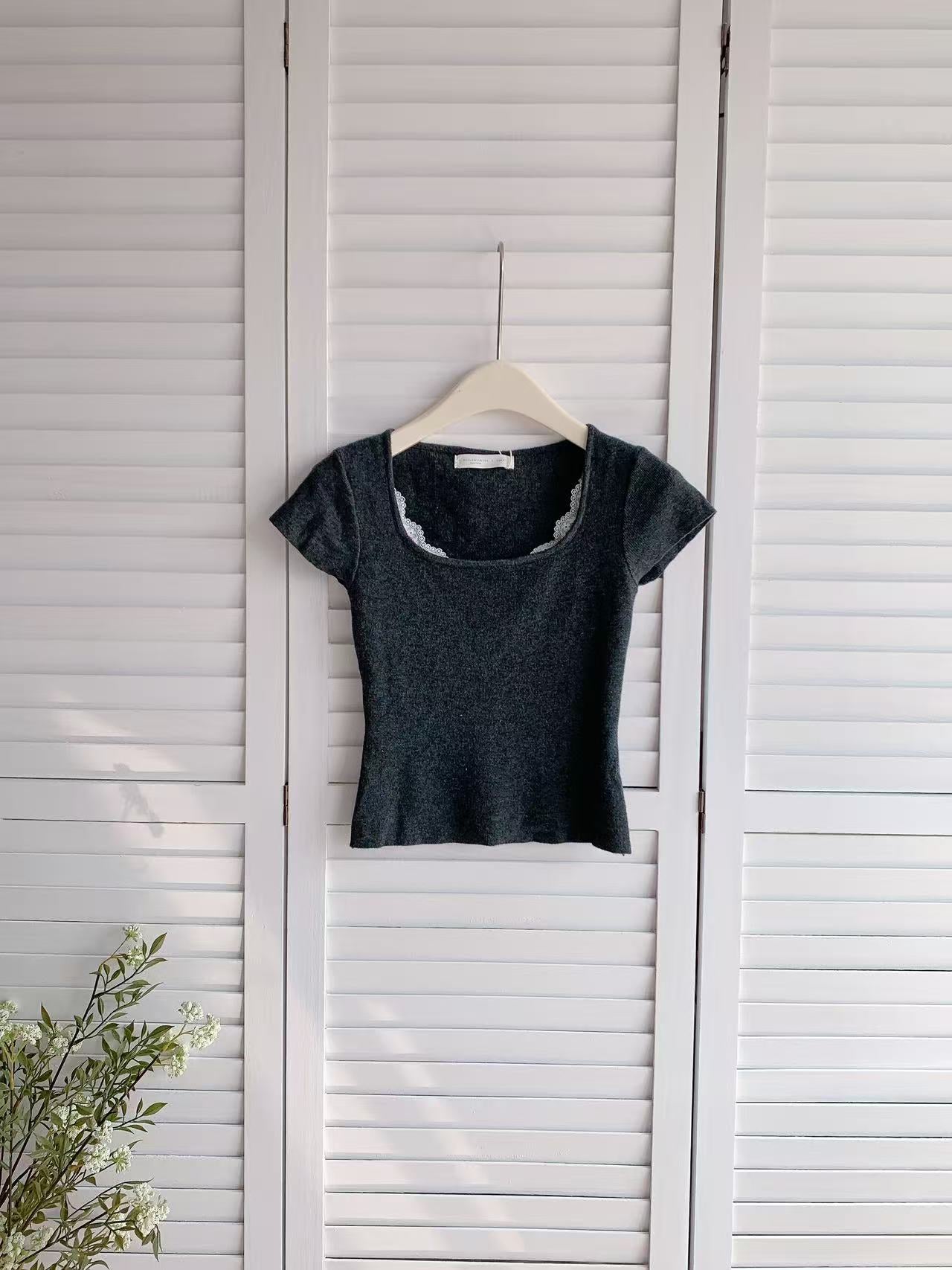 HELLO MILK TEE- 86055 方領上衣