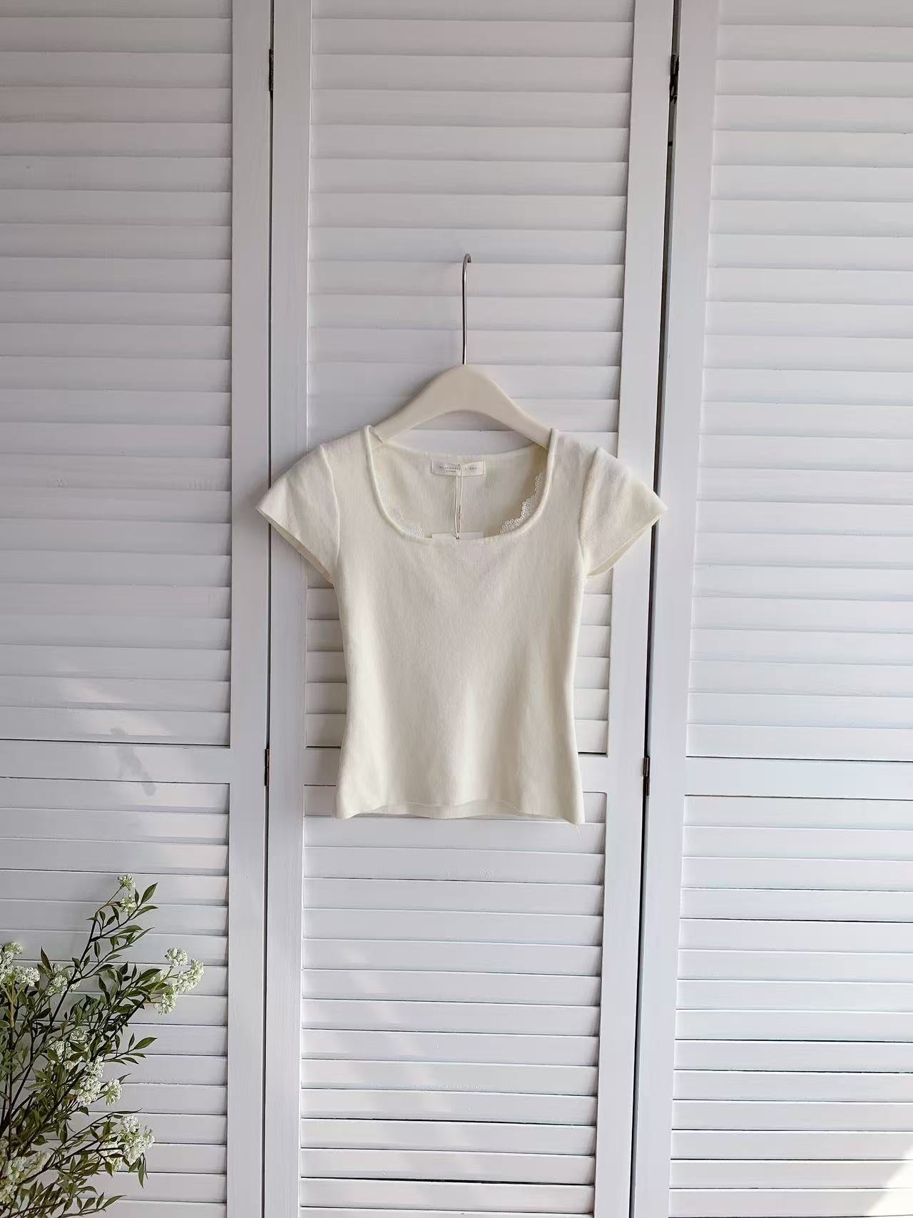 HELLO MILK TEE- 86055 方領上衣