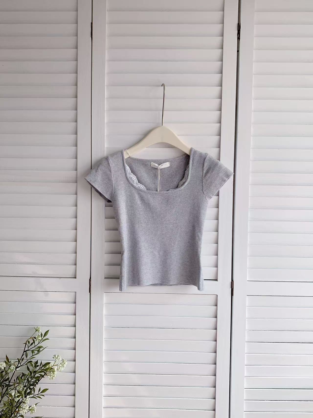 HELLO MILK TEE- 86055 方領上衣