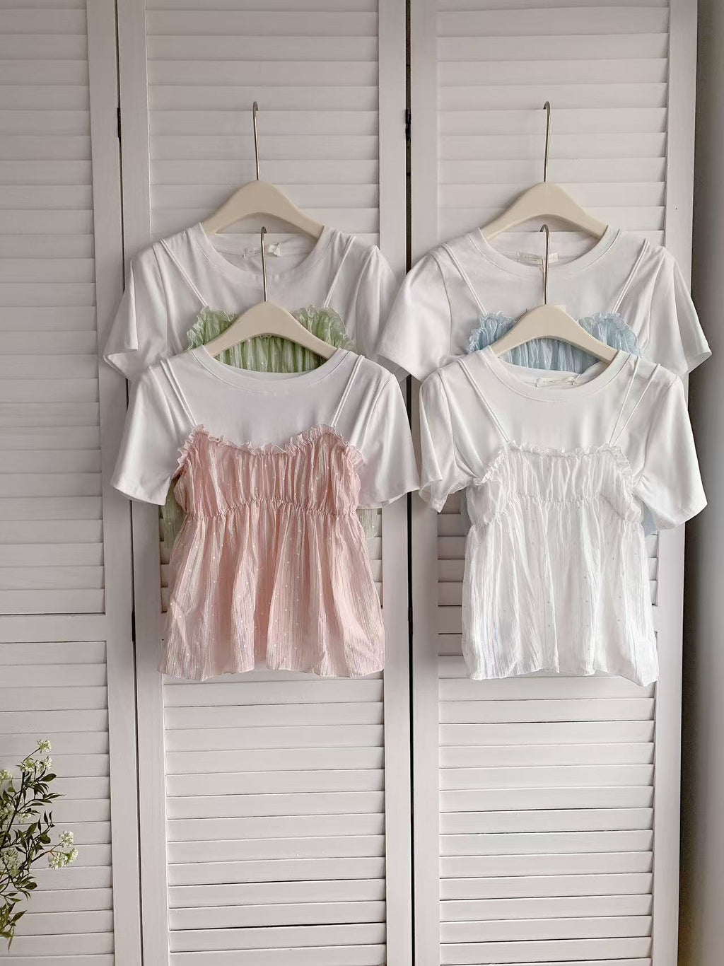 HELLO MILK TEE- 86095 碎花套裝