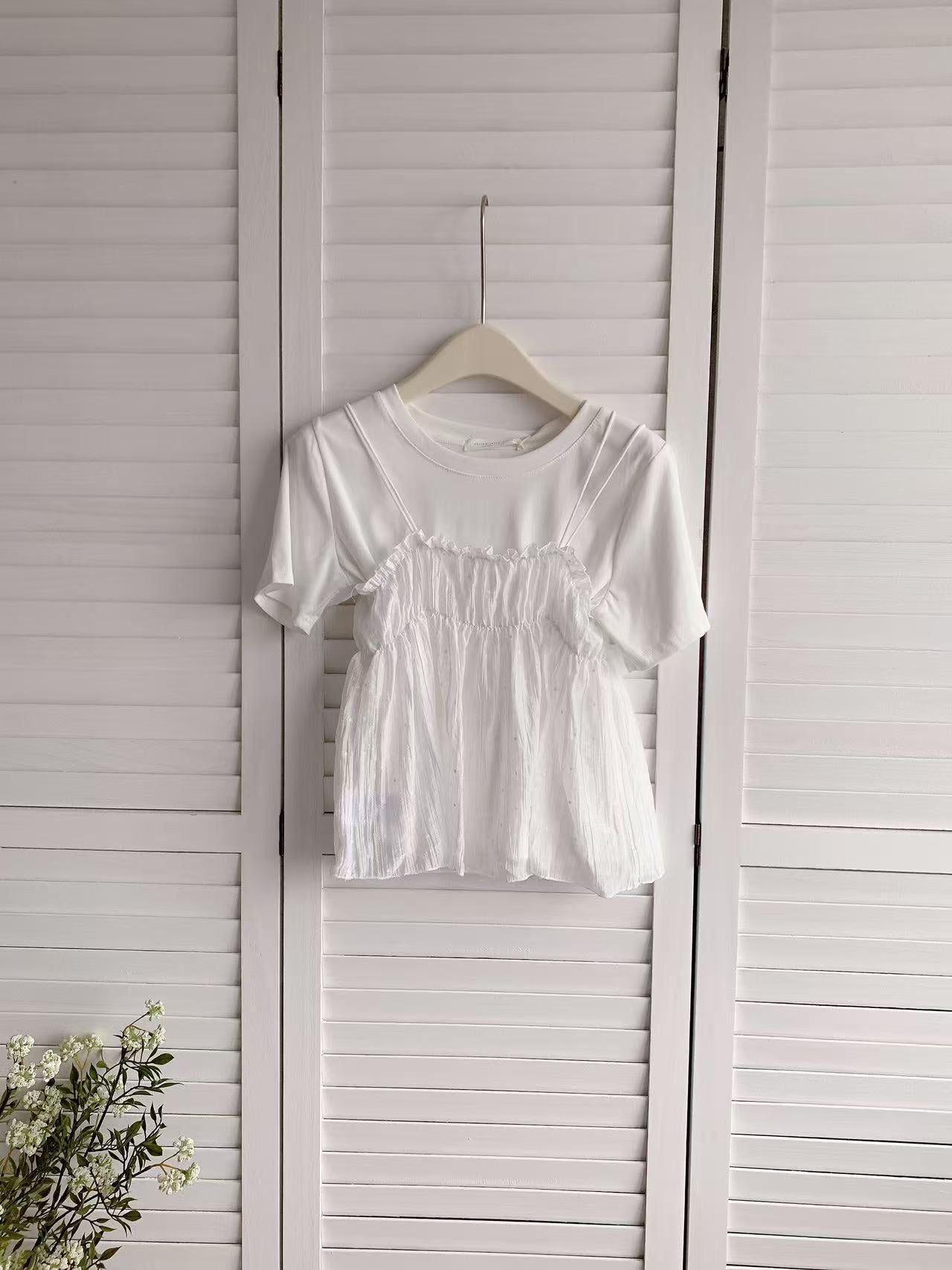 HELLO MILK TEE- 86095 碎花套裝