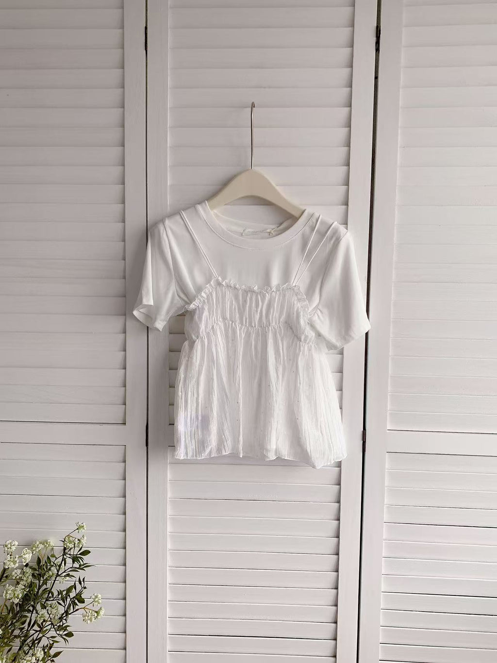 HELLO MILK TEE- 86095 碎花套裝