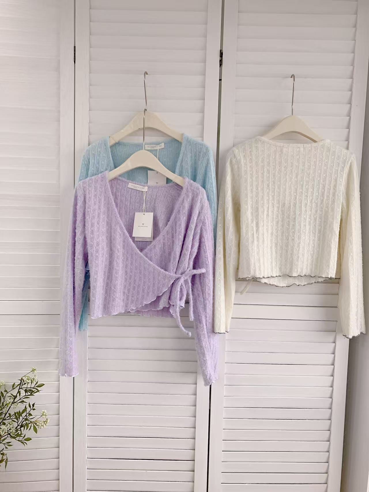 HELLO MILK TEE- 86212 綁帶小衫