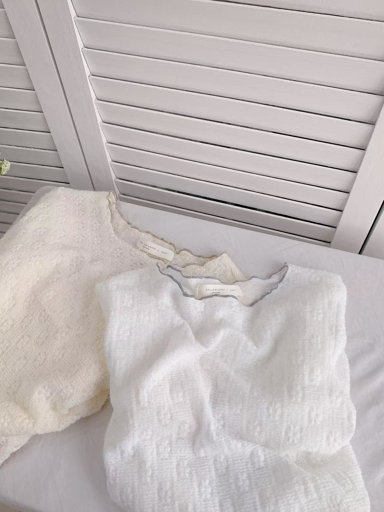 HELLO MILK TEE- 86216 撞色邊小衫