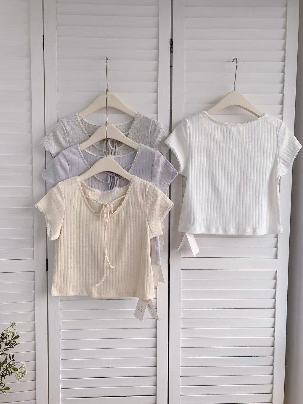 HELLO MILK TEE- 86221 綁帶上衣