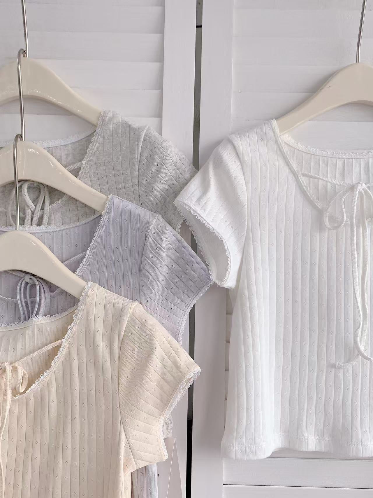 HELLO MILK TEE- 86221 綁帶上衣