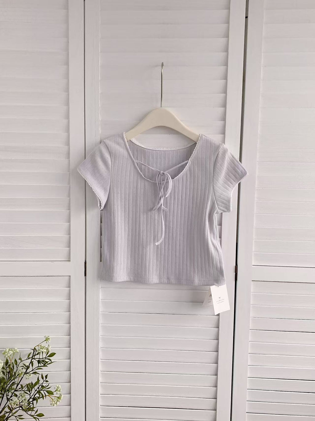 HELLO MILK TEE- 86221 綁帶上衣