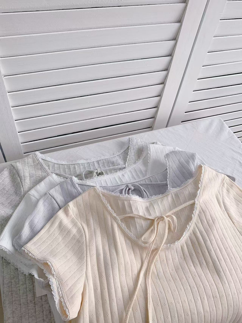 HELLO MILK TEE- 86221 綁帶上衣