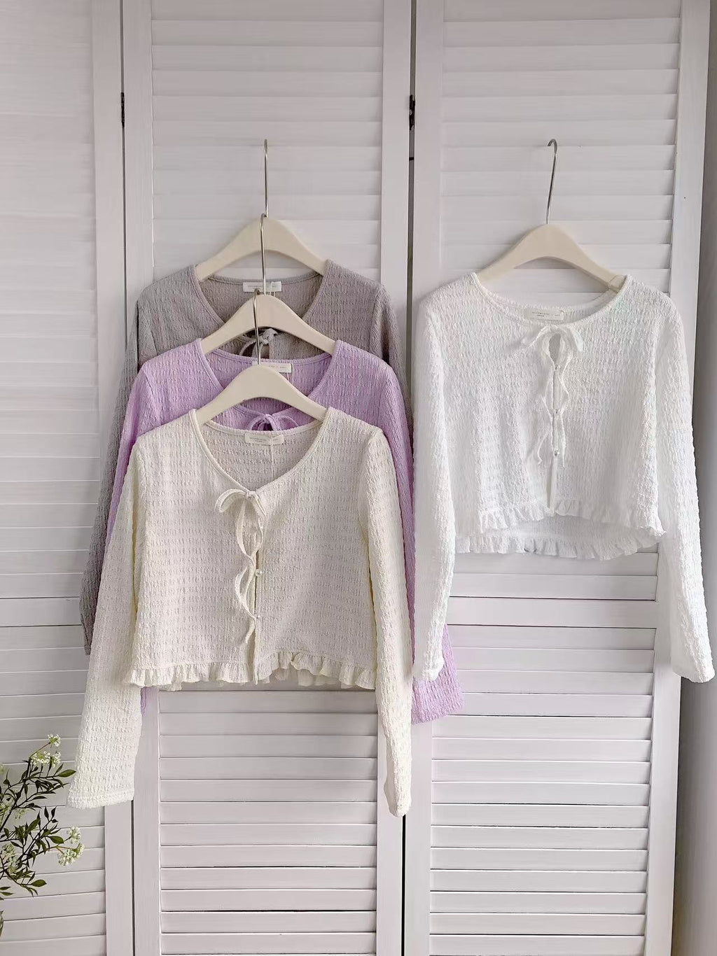 HELLO MILK TEE- 86215 綁帶開衫