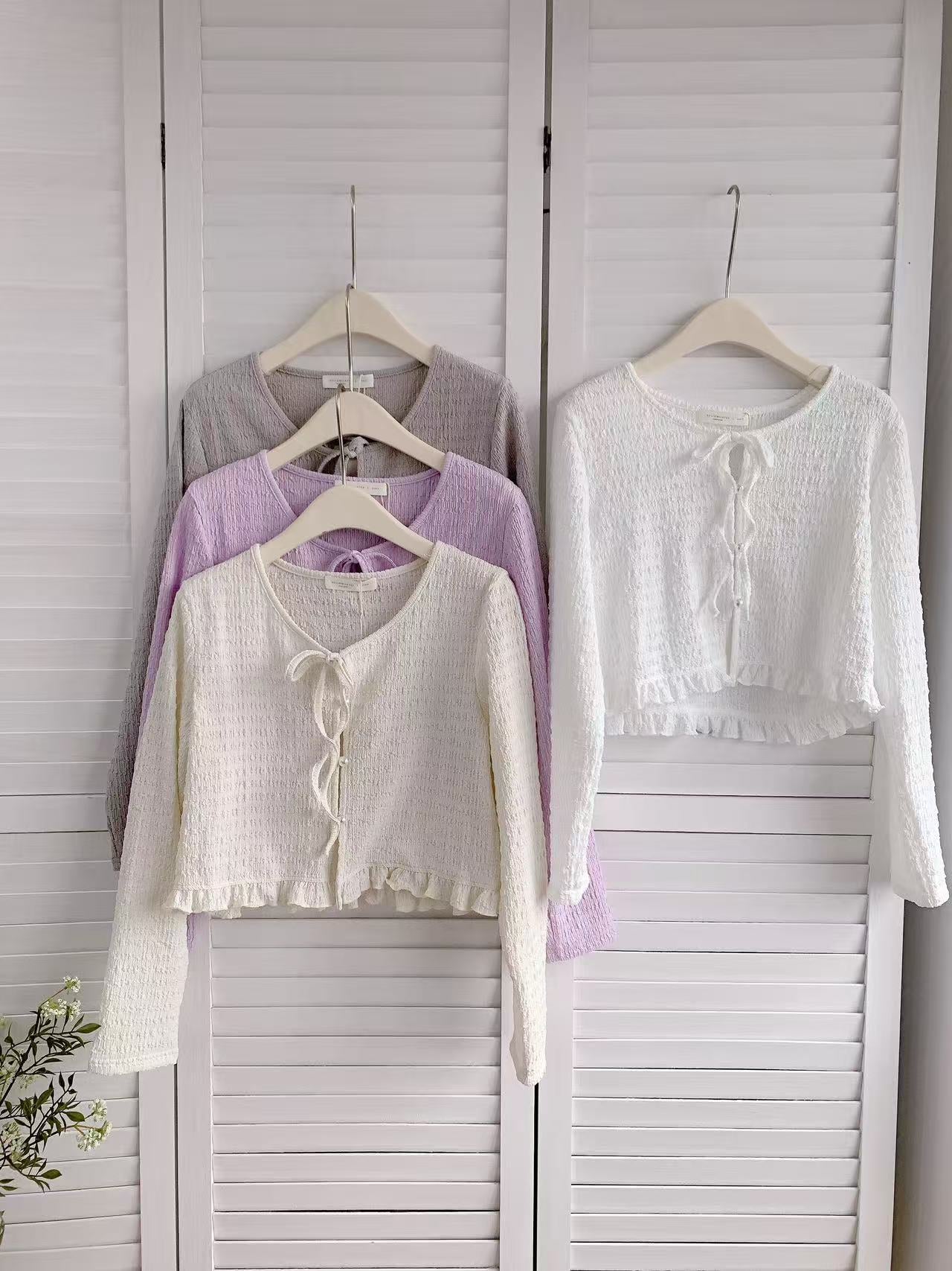 HELLO MILK TEE- 86215 綁帶開衫